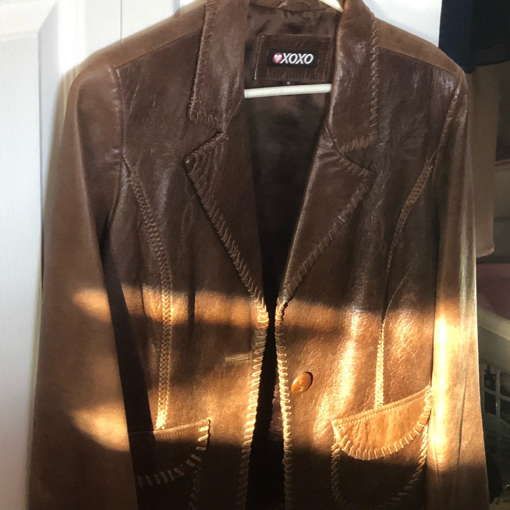Brown leather jacket